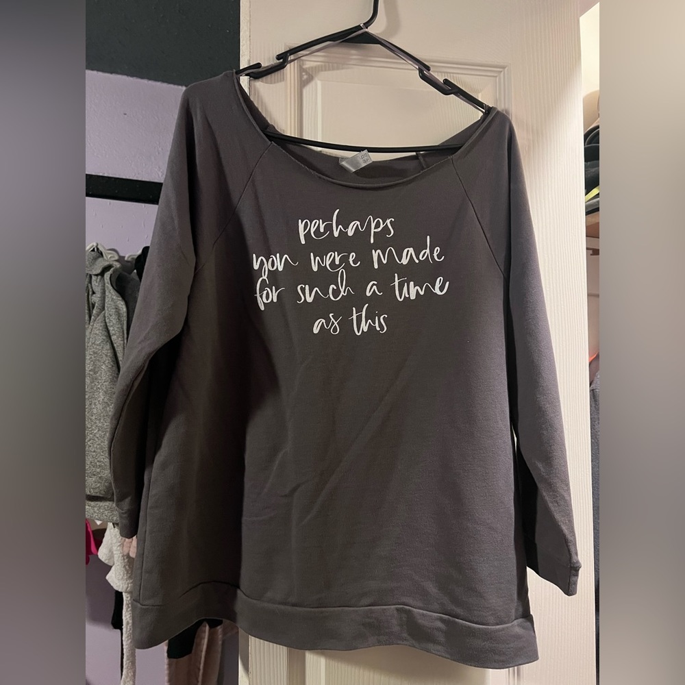 Ladies Gray XL Sweatshirt. Brand new, never worn.